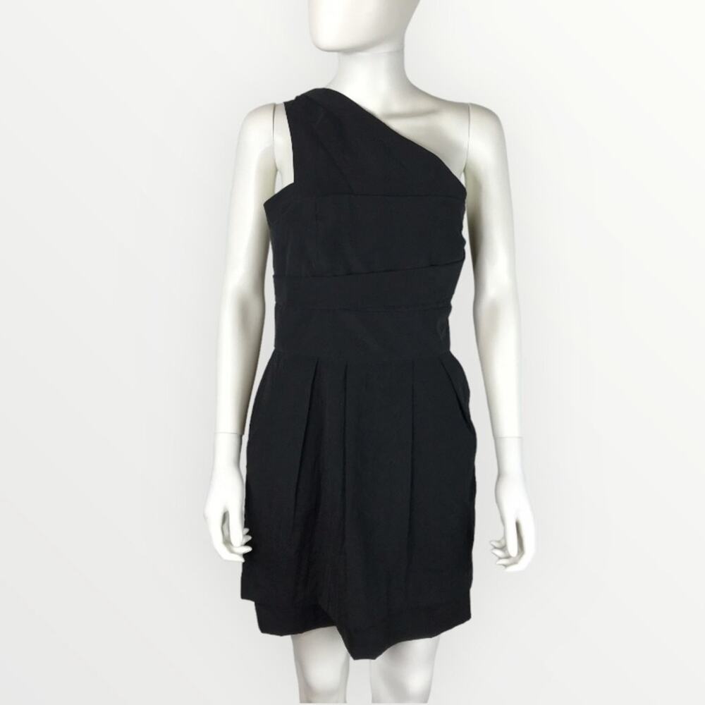 BCBG Generation Black Cocktail Dress Fit & Flare One Strap  Knee Length